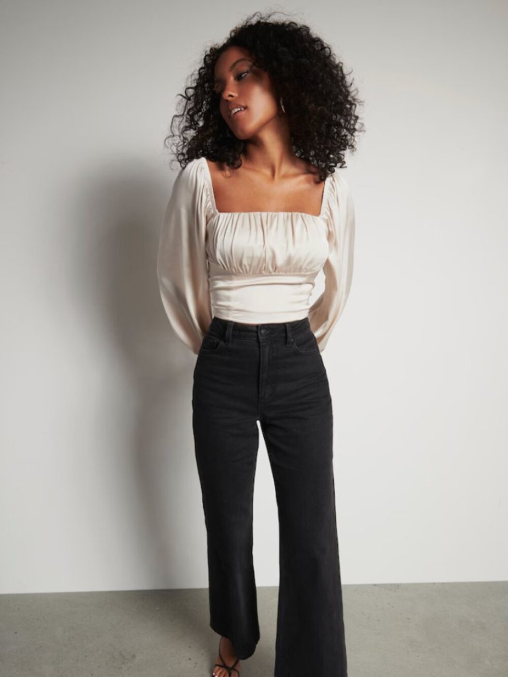 Dynamite Ruched Satin Blouse - Size XS - Picture 3 of 6